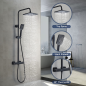 Découvrez la colonne de douche thermostatique noire Genève : réglage hauteur, tête XL pluie relaxante et design moderne. Sécurit