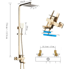 Colonne Bain-Douche Dorée Dénio : Luxe, Hauteur Réglable & Design
