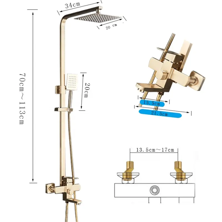 Colonne bain douche murale dorée, Dénio