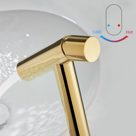 Robinet mitigeur de lavabo surélevé doré, Cross