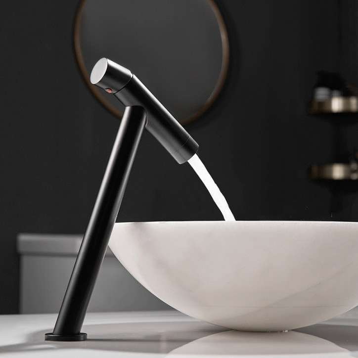 Robinet mitigeur de lavabo surélevé noir, Kyo