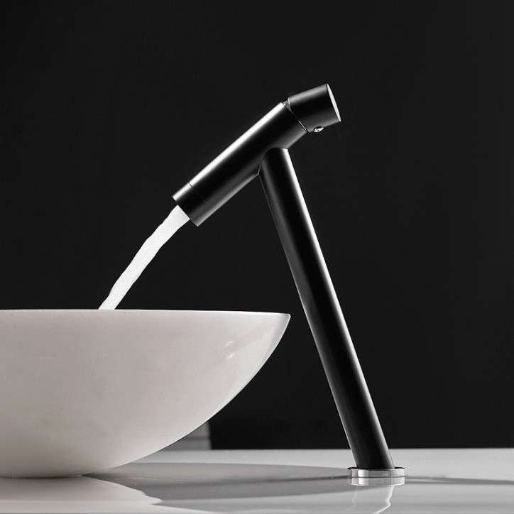 Robinet mitigeur de lavabo surélevé noir, Kyo