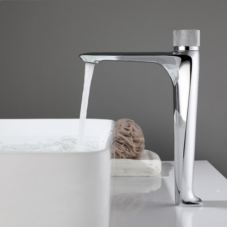 Robinet Mitigeur Santis Chrome – Élégance Surélevée pour Salle de Bain Moderne