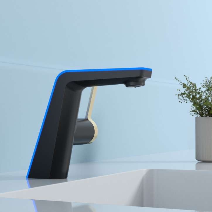 Mitigeur robinet vasque led noir, Coloss