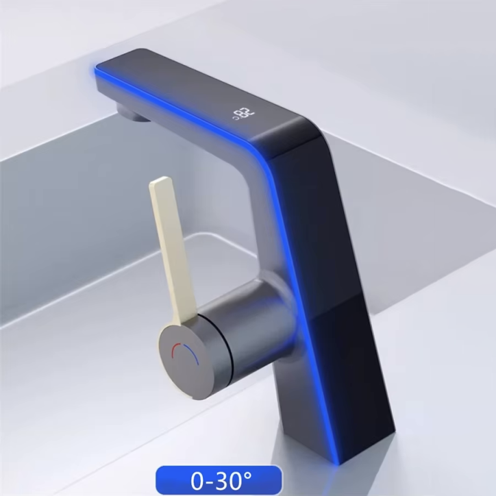 Mitigeur robinet vasque led noir, Coloss