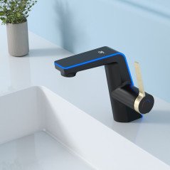 Mitigeur LED noir : design futuriste, sécurité et économie d'eau