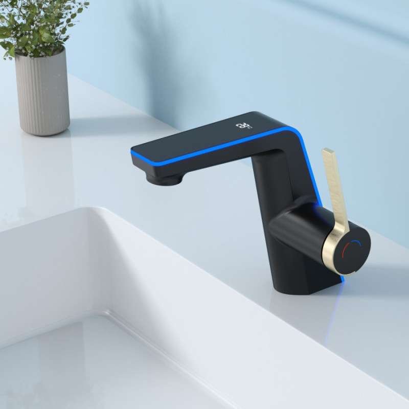 Mitigeur LED noir : design futuriste, sécurité et économie d'eau