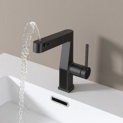 Mitigeur noir LED : design moderne, affichage température et douchette pratique