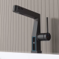 Mitigeur noir LED : design moderne, affichage température et douchette pratique