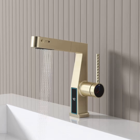 Robinet mitigeur vasque lavabo led doré brossé, Star