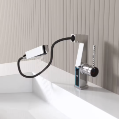 Mitigeur chromé LED : design moderne, température affichée et économie d'eau