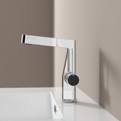 Mitigeur chromé LED : design moderne, température affichée et économie d'eau