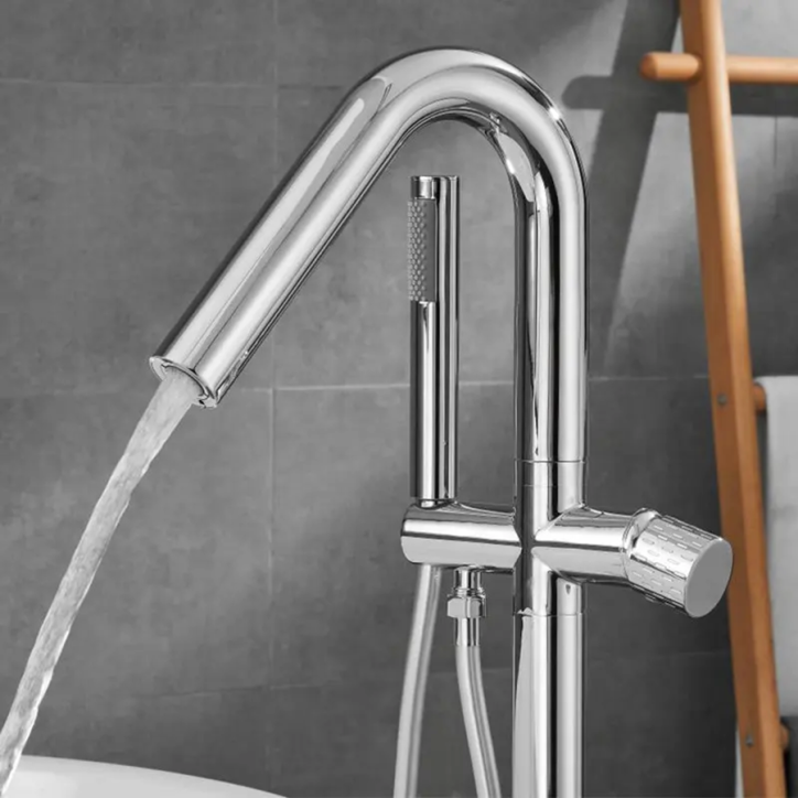 Robinet mitigeur de baignoire sur pied ilot chrome, Cuba