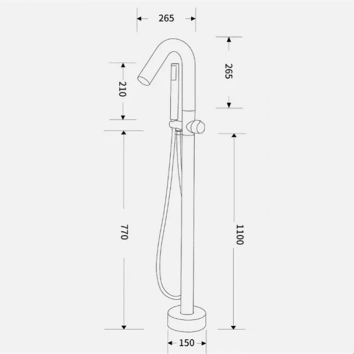 Robinet mitigeur de baignoire sur pied ilot chrome, Cuba