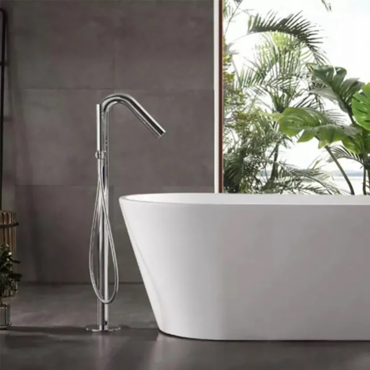 Robinet mitigeur de baignoire sur pied ilot chrome, Cuba