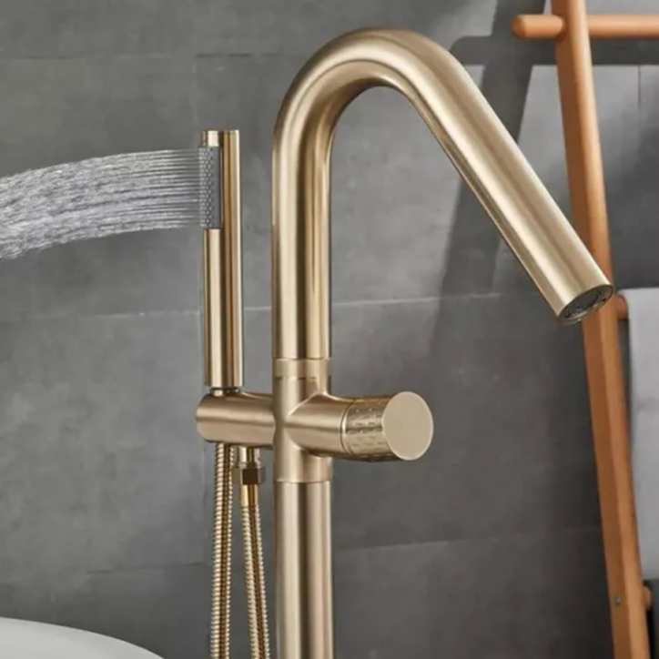 Robinet mitigeur de baignoire ilot sur pied doré brossé, Most