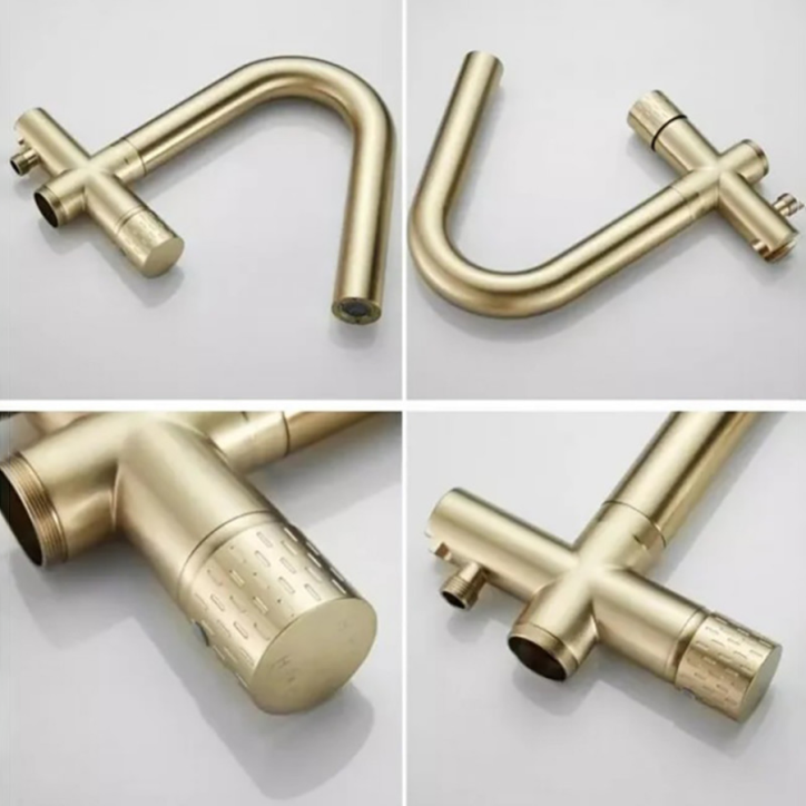 Robinet mitigeur de baignoire ilot sur pied doré brossé, Most