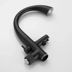 Fusion Noir : Mitigeur Îlot LED Design et Écologique pour Salle de Bain