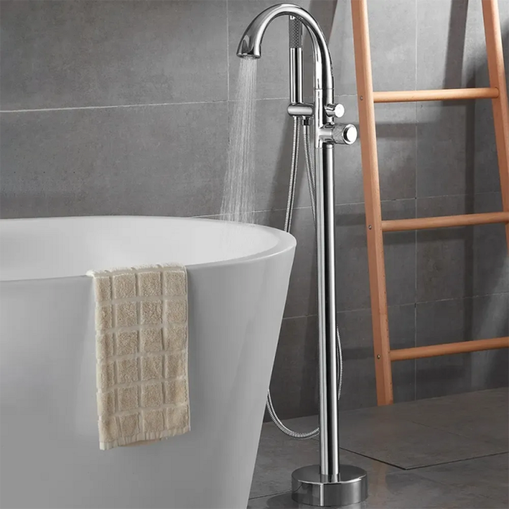 Robinet mitigeur led de baignoire pose au sol chrome, Alost