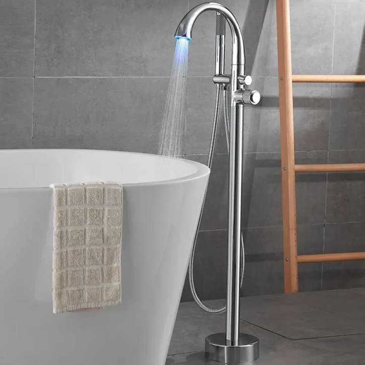 Robinet mitigeur led de baignoire pose au sol chrome, Alost