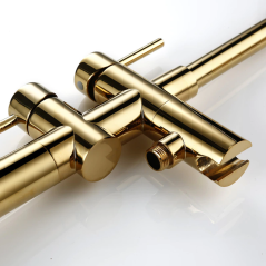 Robinet mitigeur de baignoire au sol doré, Liaty