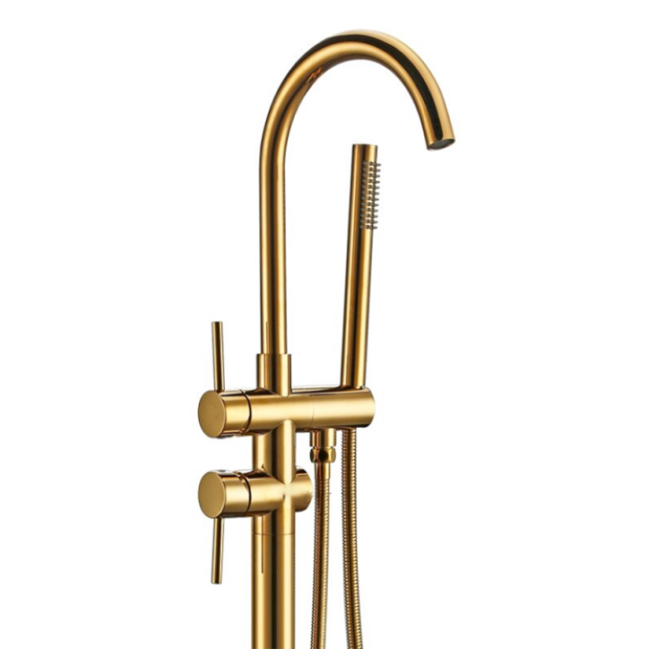 Robinet mitigeur de baignoire au sol doré, Liaty