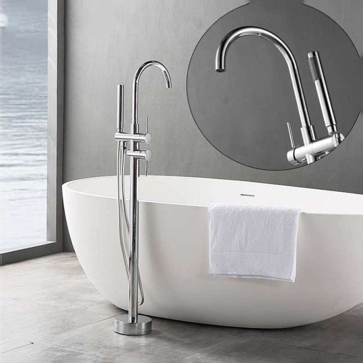 Robinet mitigeur de baignoire au sol chrome, Lactis