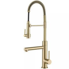 Robinet Bisso : Mitigeur doré haut de gamme avec douchette extractible