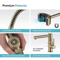 Robinet Bisso : Mitigeur doré haut de gamme avec douchette extractible