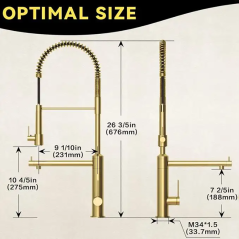 Robinet Bisso : Mitigeur doré haut de gamme avec douchette extractible