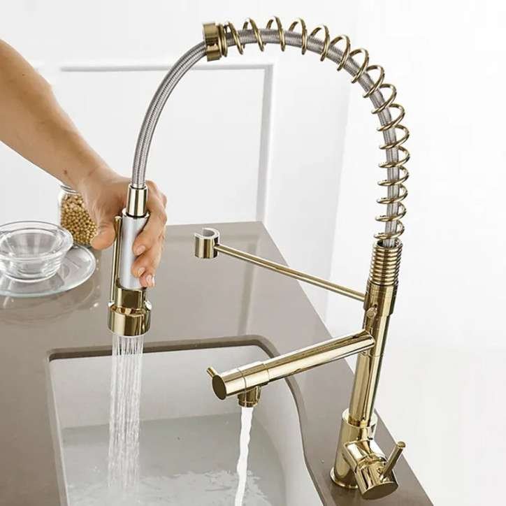 Robinet de cuisine mitigeur doré, Diam's