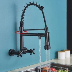 Mélangeur mural Gazoli : Design noir élégant avec douchette extractible