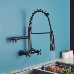 Mélangeur évier de cuisine mural noir, Gazoli