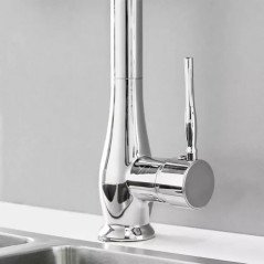 Mitigeur Calor : Robinet chrome design avec douchette extractible 2 fonctions