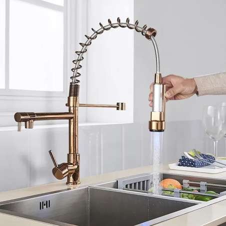 Robinet mitigeur de cuisine led, or rose, Crypto