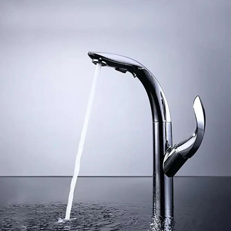 Musle : Mitigeur cuisine chrome surélevé avec douchette extractible design