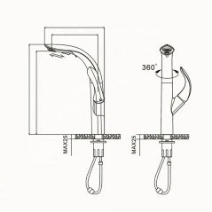 Musle : Mitigeur cuisine chrome surélevé avec douchette extractible design