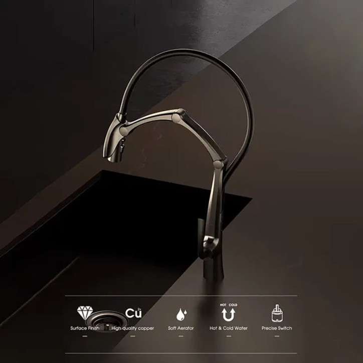 Mitigeur de cuisine haut  gun métal, Rize