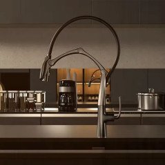 Mitigeur cuisine gun métal : Élégance, douchette 3 fonctions, 582 mm