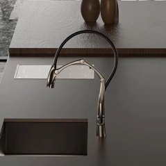 Mitigeur cuisine gun métal : Élégance, douchette 3 fonctions, 582 mm