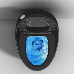 Toilette noir monobloc sans bride, design luxe, chasse éco 4.8L – Élégance