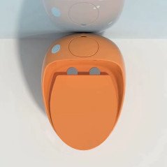 Toilette orange tendance, sans bride, monobloc design, chasse éco 3.6L
