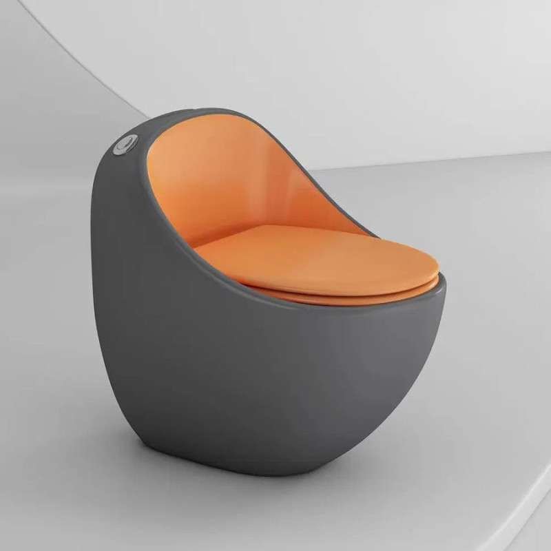 Toilette monobloc bicolore, design moderne, sans bride, chasse éco 3/6L