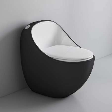 Toilette Monobloc sans bride, noir et blanc