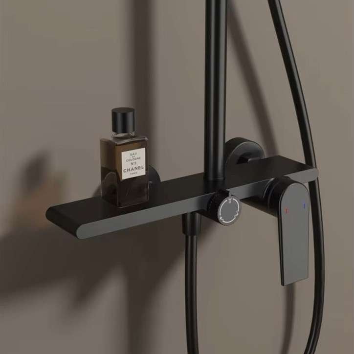 Colonne de douche avec mitigeur noire, Brando