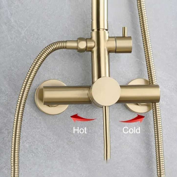 Colonne de douche avec mitigeur doré brossé, Ricka