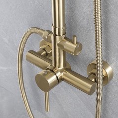 Colonne de douche avec mitigeur doré brossé, Ricka