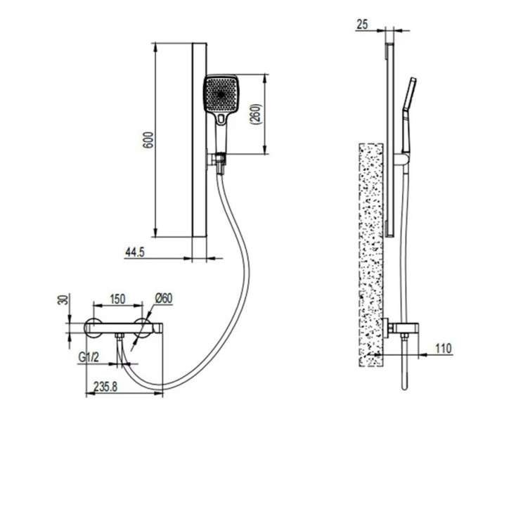 Pack mitigeur de douche gris, Artos