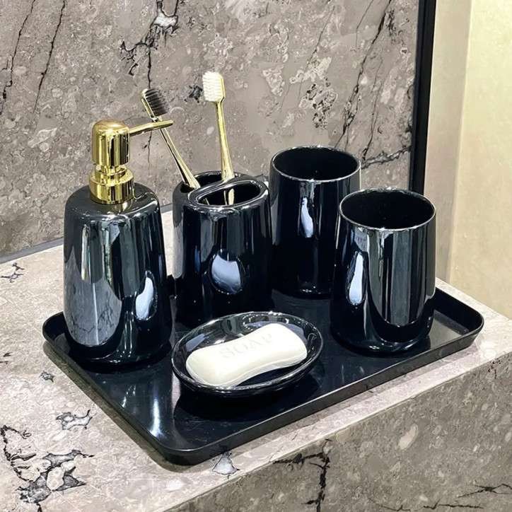 Lot d’accessoires salle de bain – Ensemble 5 pièces design