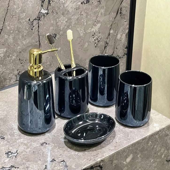 Lot d’accessoires salle de bain – Ensemble 5 pièces design